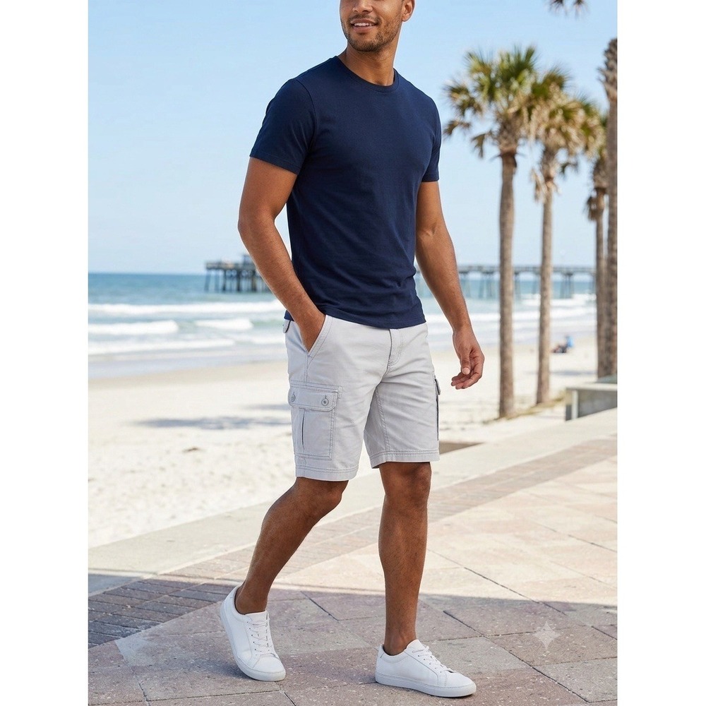Nwt Mens Flex Cargo Comfort Stretch Waistband Grey Shorts Size 40w Msrp $50